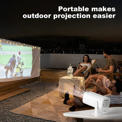 Mini 4K Projector with 1080P Smart, Portable, Android 11, WiFi 6 and Bluetooth 180° Rotatable Outdoor Movie Projector